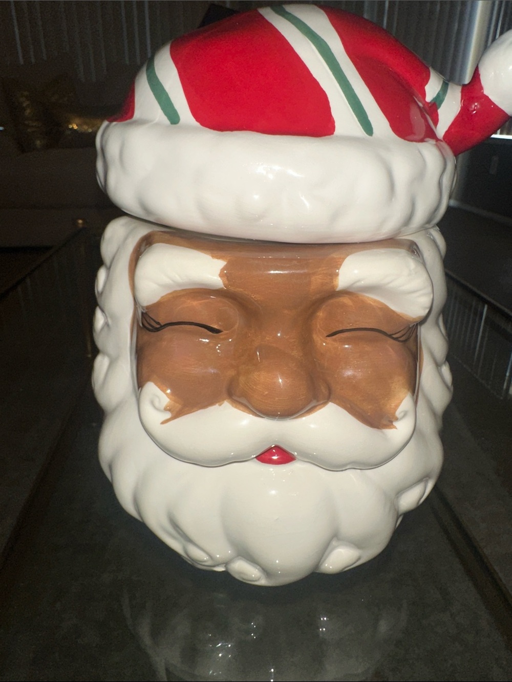 Festive Santa Cookie Jar - African American